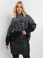 Yours Curve Black Coated Slit Mini Skirt - Image 1 of 6