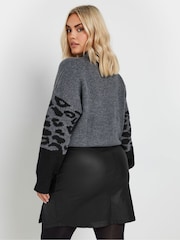 Yours Curve Black Coated Slit Mini Skirt - Image 4 of 6