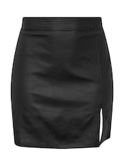 Yours Curve Black Coated Slit Mini Skirt - Image 6 of 6