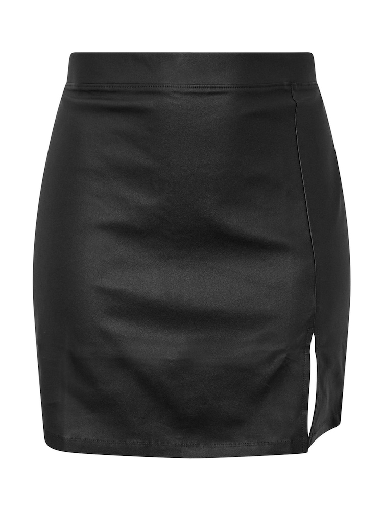 Yours Curve Black Coated Slit Mini Skirt - Image 6 of 6