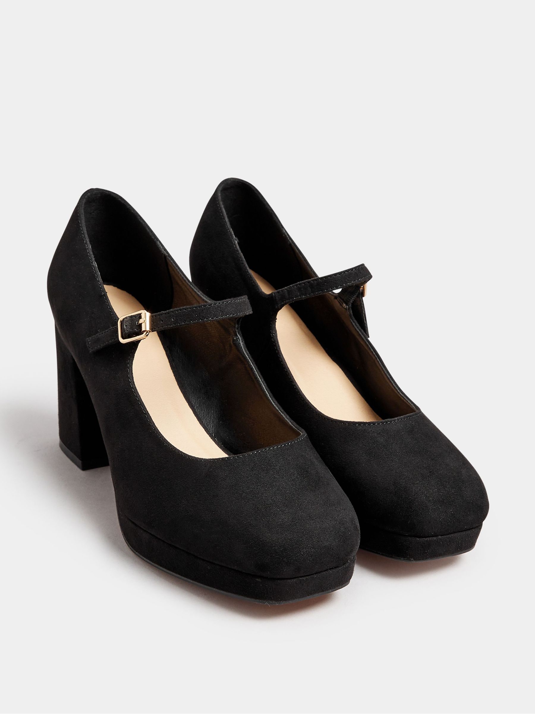 Buy Yours Curve Black Extra-Wide Fit Mary Jane Platform Shoes from