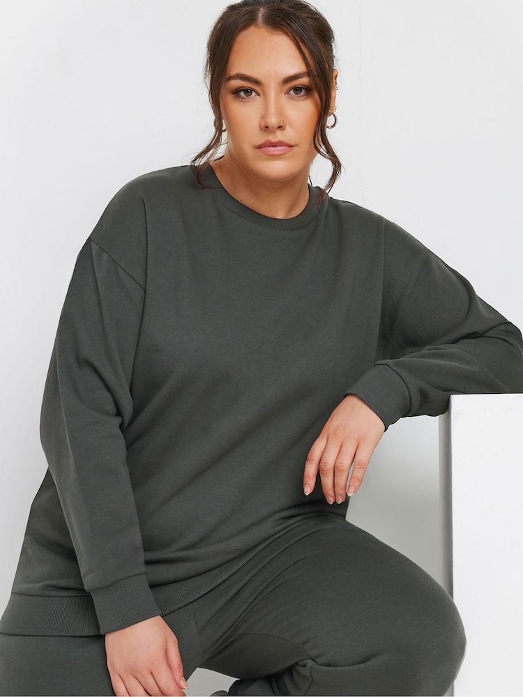 Yours Curve Grey Crewneck Sweatshirt - Image 4 of 4