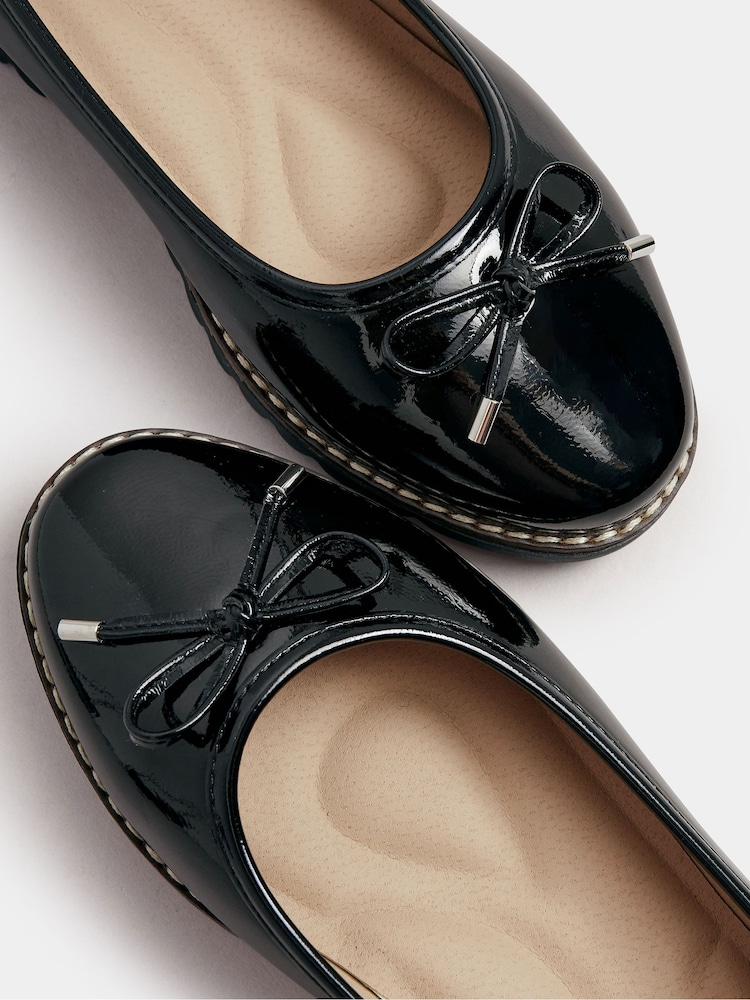 Yours Curve Black Extra Wide Fit Ballet Patent Pumps - Image 5 of 5 Yours Curve Black Extra Wide Fit Ballet Patent Pumps - Image 5 of 5