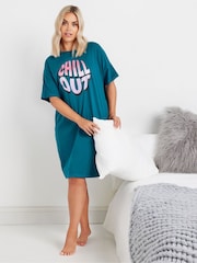 Yours Curve Blue Chill Out Sleep 100% Cotton Nightie - Image 2 of 5