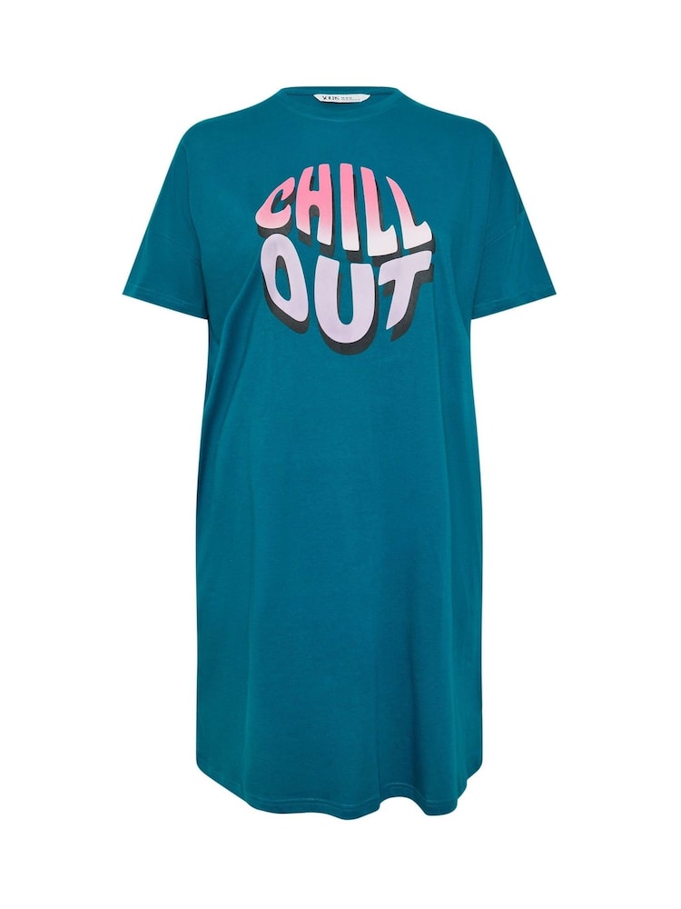Yours Curve Blue Chill Out Sleep 100% Cotton Nightie - Image 5 of 5