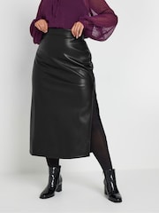 Yours Curve Black Side Slit Maxi Skirt - Image 1 of 5