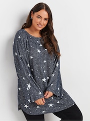 Azul - Yours Curve Soft Touch Batwing Sleeve Jumper - Imagem 1 de 5