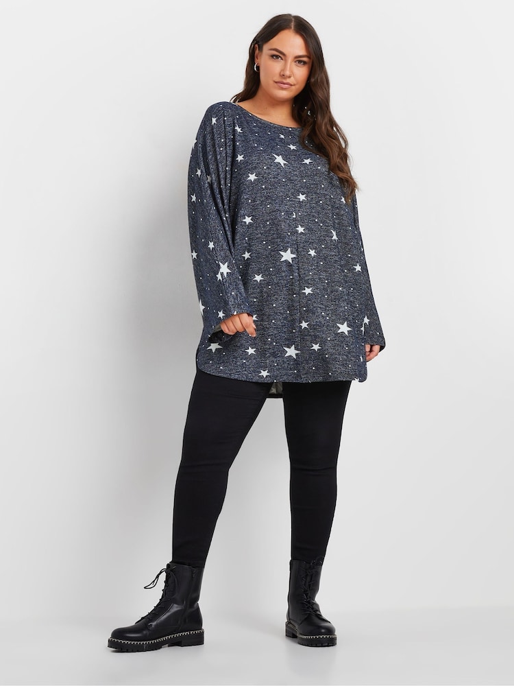 Azul - Yours Curve Soft Touch Batwing Sleeve Jumper - Imagem 2 de 5