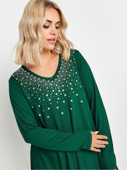 Yours Curve Green Star Stud Embellished Top - Image 4 of 5