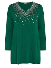 Yours Curve Green Star Stud Embellished Top - Image 5 of 5