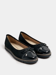 Yours Curve Black Extra Wide Fit Toe Cap Ballet Pumps - Image 3 of 6