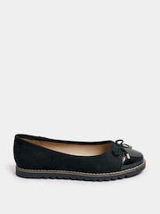 Yours Curve Black Extra Wide Fit Toe Cap Ballet Pumps - Image 4 of 6