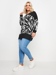 Yours Curve Black Abstract Print Top - Image 2 of 5