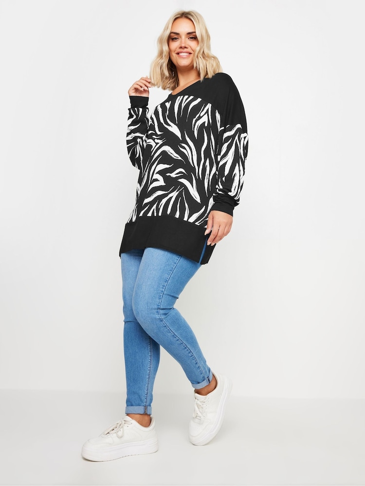 Yours Curve Black Abstract Print Top - Image 2 of 5