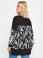 Yours Curve Black Abstract Print Top - Image 3 of 5