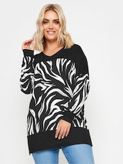 Yours Curve Black Abstract Print Top - Image 4 of 5