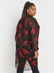 Yours Curve Black Extreme Dip Back Shirt - Image 3 of 5