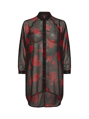 Yours Curve Black Extreme Dip Back Shirt - Image 5 of 5