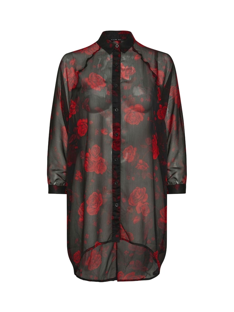Yours Curve Black Extreme Dip Back Shirt - Image 5 of 5