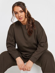 Yours Curve Brown Crewneck Sweatshirt - Image 1 of 5