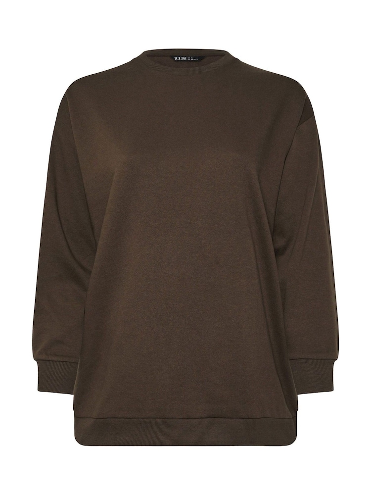 Yours Curve Brown Crewneck Sweatshirt - Image 5 of 5