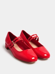 Yours Curve Red Extra Wide Fit Extra-Wide Mary Jane Fit Low Block Patent Shoes - Image 3 of 5