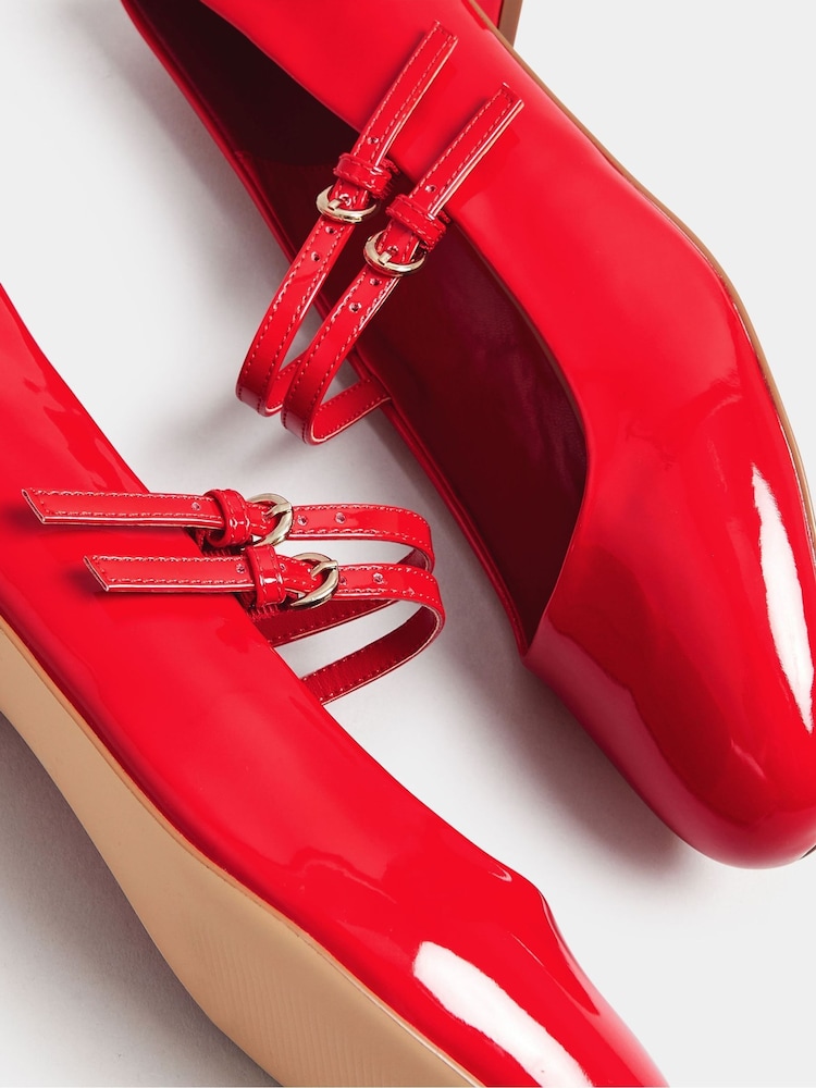 Yours Curve Red Extra Wide Fit Extra-Wide Mary Jane Fit Low Block Patent Shoes - Image 5 of 5