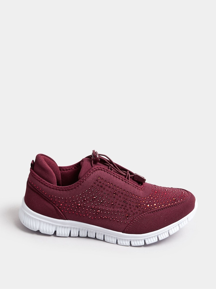 Yours Curve Red Extra Wide Fit Titania Gem Trainers - Image 1 of 4