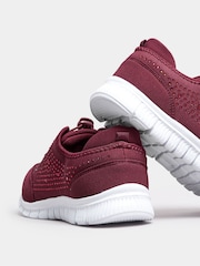 Yours Curve Red Extra Wide Fit Titania Gem Trainers - Image 3 of 4
