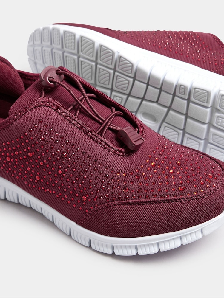 Yours Curve Red Extra Wide Fit Titania Gem Trainers - Image 4 of 4