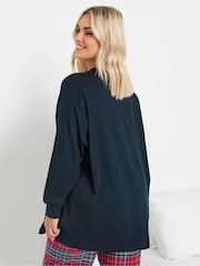 Yours Curve Blue Longsleeve Embroidered Pyjamas Top - Image 2 of 4