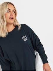 Yours Curve Blue Longsleeve Embroidered Pyjamas Top - Image 3 of 4