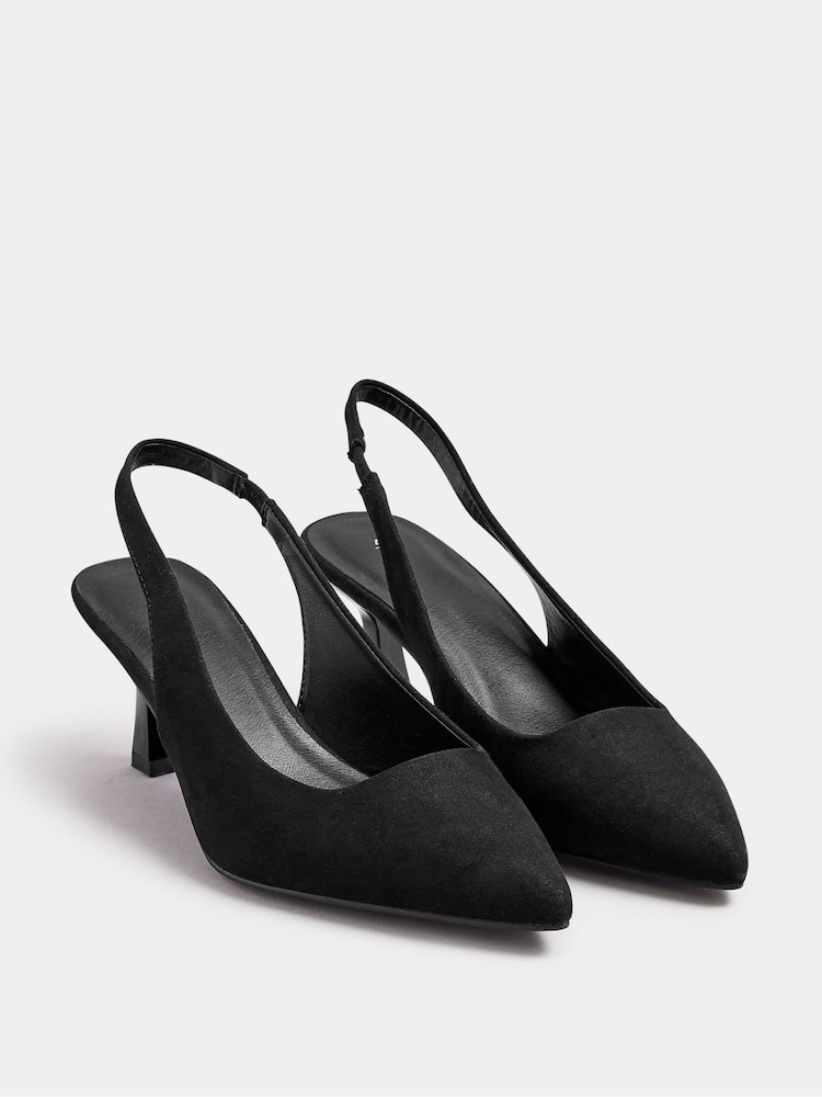 Yours Curve Black Extra Wide Fit Extra Wide Fit Slingback Heels - Image 2 of 2