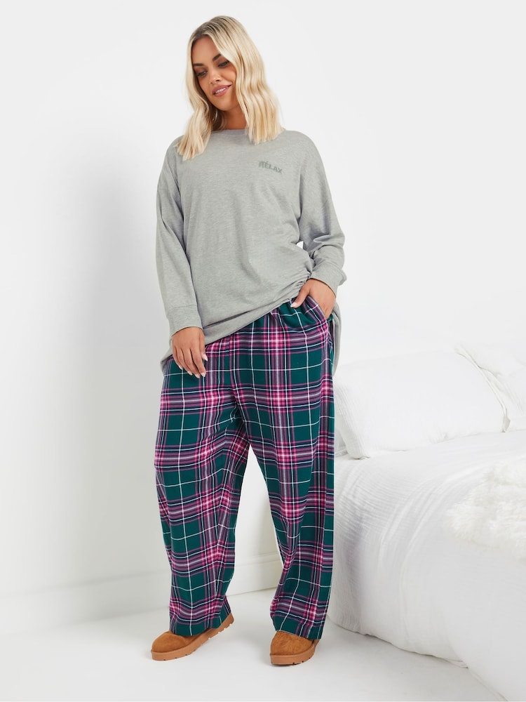 Yours Curve Grey Longsleeve Embroidered Pyjamas Top - Image 2 of 5