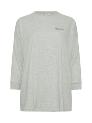 Yours Curve Grey Longsleeve Embroidered Pyjamas Top - Image 5 of 5