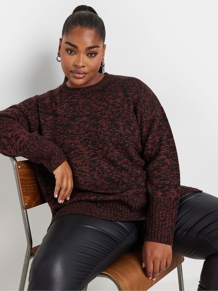 Yours Curve Orange All Over Twist Jumper - Image 1 of 5