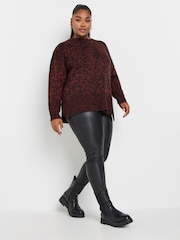 Yours Curve Orange All Over Twist Jumper - Image 2 of 5