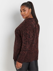 Yours Curve Orange All Over Twist Jumper - Image 3 of 5
