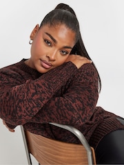 Yours Curve Orange All Over Twist Jumper - Image 4 of 5
