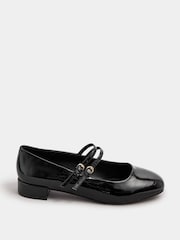 Yours Curve Black Extra Wide Fit Extra-Wide Mary Jane Fit Low Block Patent Shoes - Image 2 of 5