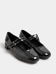 Yours Curve Black Extra Wide Fit Extra-Wide Mary Jane Fit Low Block Patent Shoes - Image 3 of 5