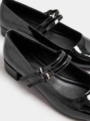 Yours Curve Black Extra Wide Fit Extra-Wide Mary Jane Fit Low Block Patent Shoes - Image 5 of 5