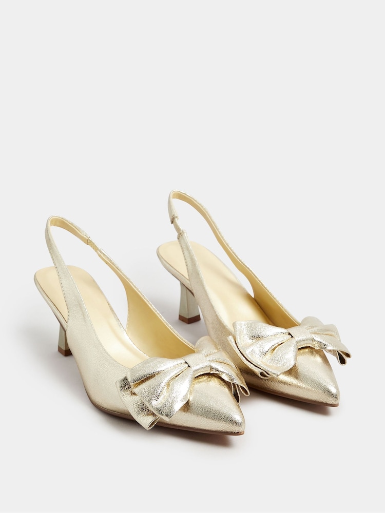 Yours Curve Gold Extra Wide Fit Extra Wide Fit Slingback Heels - Image 1 of 4