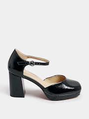 Yours Curve Black Extra Wide Fit Extra-Wide Fit Platfom Court Patent Shoes - Image 2 of 5