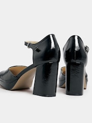 Yours Curve Black Extra Wide Fit Extra-Wide Fit Platfom Court Patent Shoes - Image 4 of 5