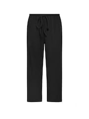 Yours Curve Black Textured Tie Waist Wide Leg Trousers - Image 5 of 5