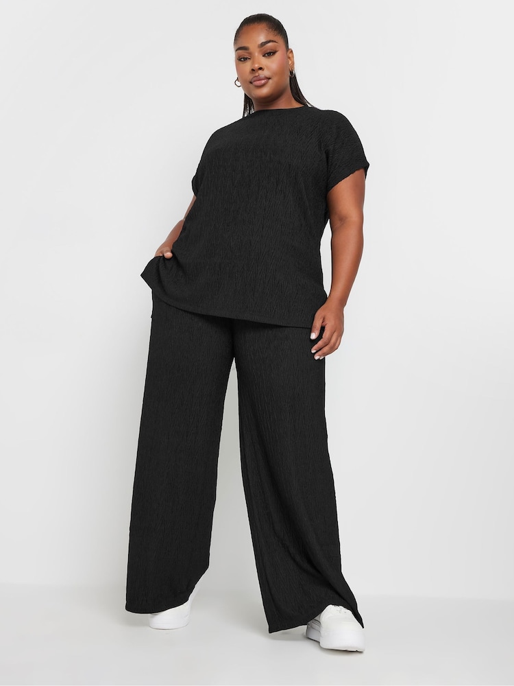 Negro - Pantalones arrugados plisados de Yours Curve - Imagen 2 de 5 Negro - Pantalones arrugados plisados de Yours Curve - Imagen 2 de 5