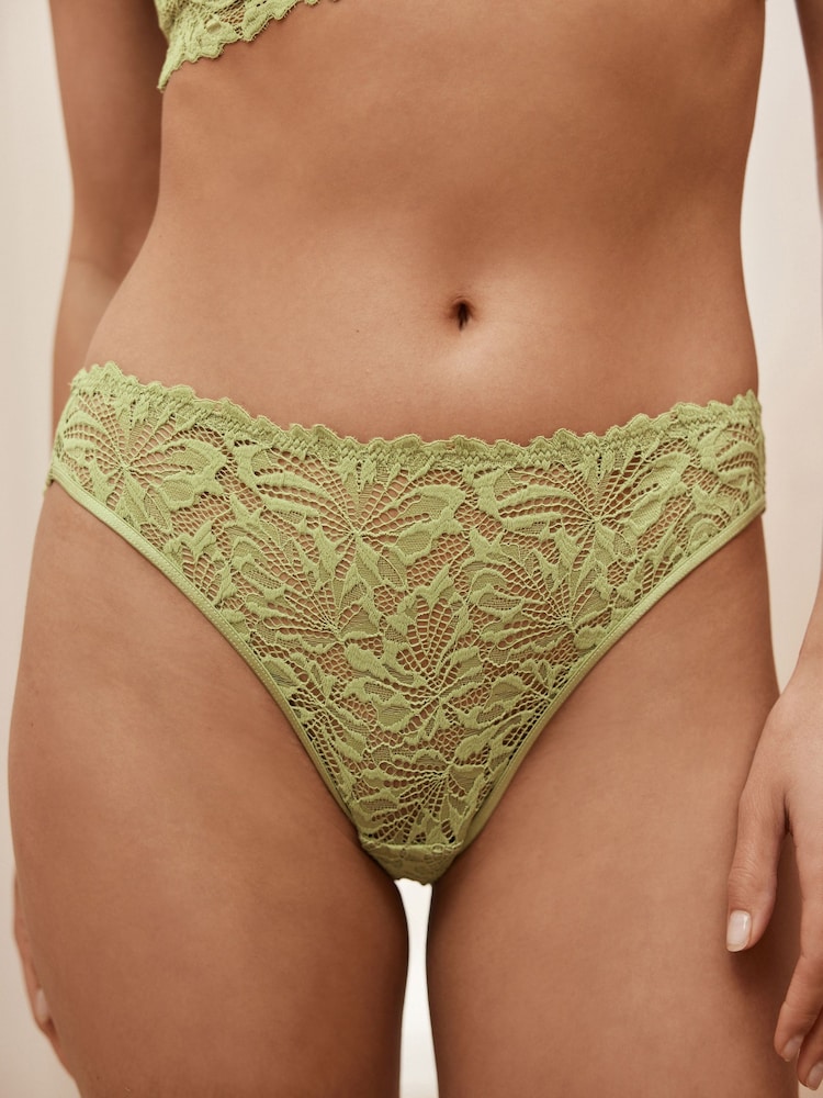 Green High Leg Ultimate Comfort Lace Knickers 2 Pack - Image 2 of 9