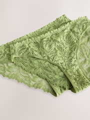 Green High Leg Ultimate Comfort Lace Knickers 2 Pack - Image 8 of 9