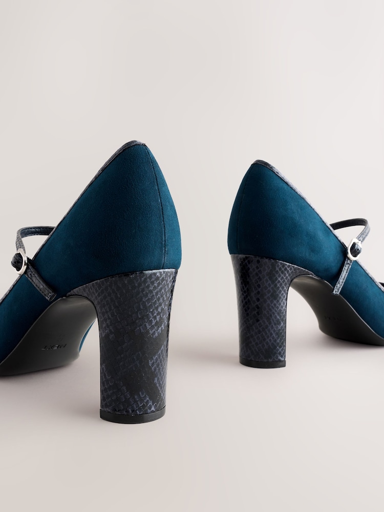 Navy Standard Fit Forever Comfort® Round Toe Mary Jane Block Court Shoes - Image 4 of 6